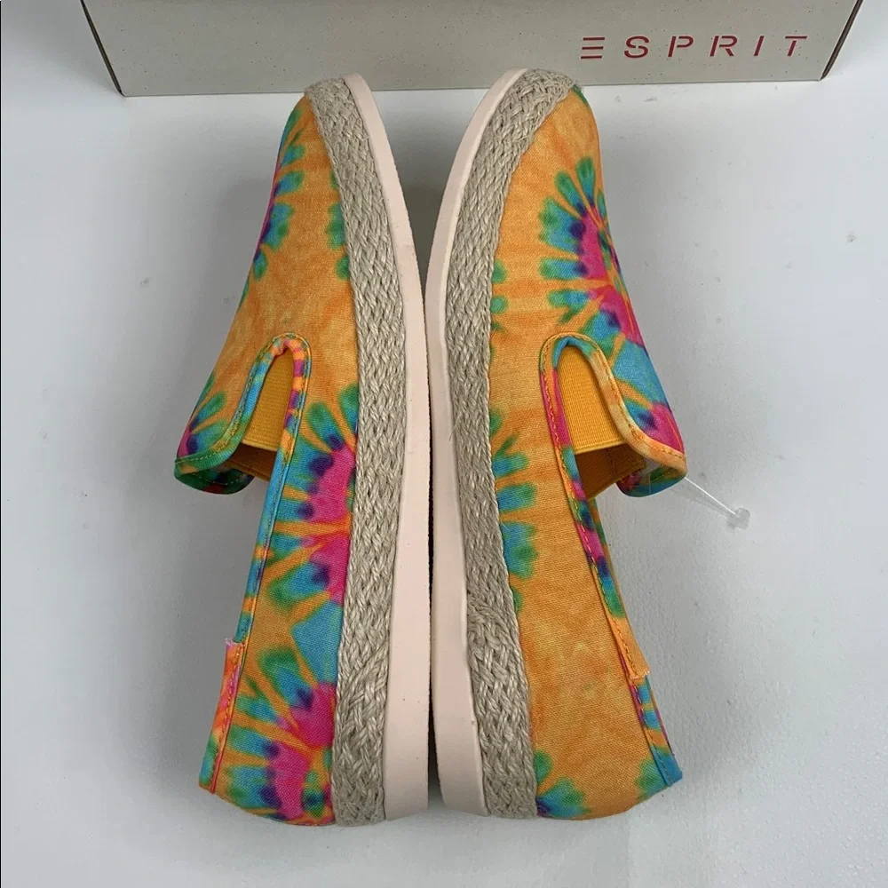 Esprit Erika Colorful Rainbow Tie-Dye Espadrilles shoes flats size 7.5 NEW NWT